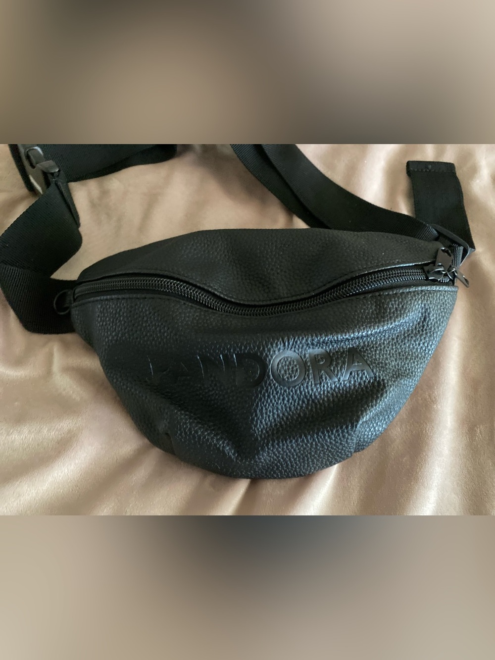 Pandora Black Textured Leather Belt Bag